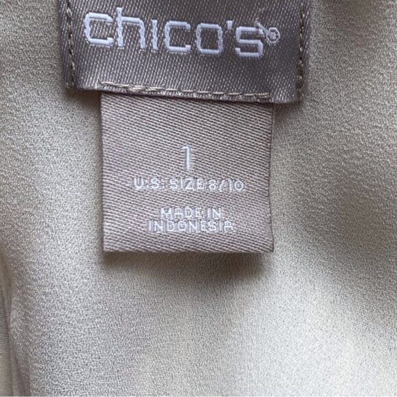 Chicos Blouse Woman 1 US Medium Pleated Paisley Cowl Neck Top Sheer Sleeve - Picture 8 of 16